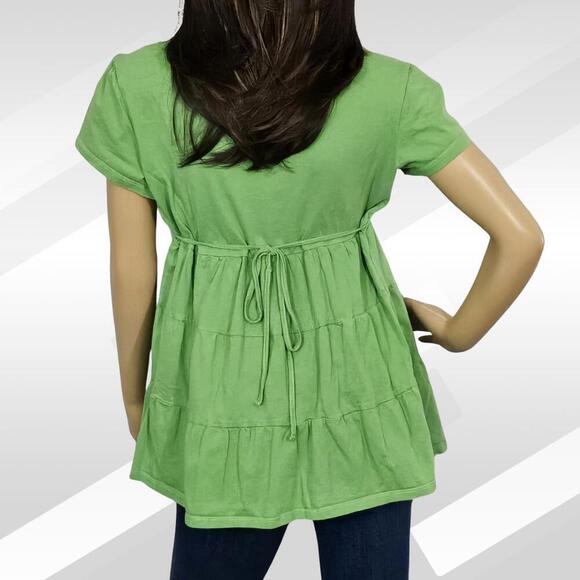 2/$20 Motherhood Green Short Sleeve Blouse w/ Back Tie Size L | Maternity Top - Picture 2 of 5